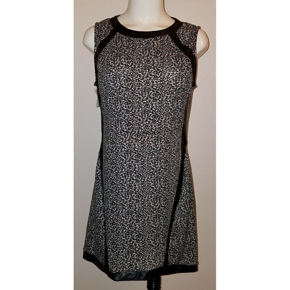 NEW Casual Couture Green Envelope Dress Sleeveless Animal Print Faux Leather LG